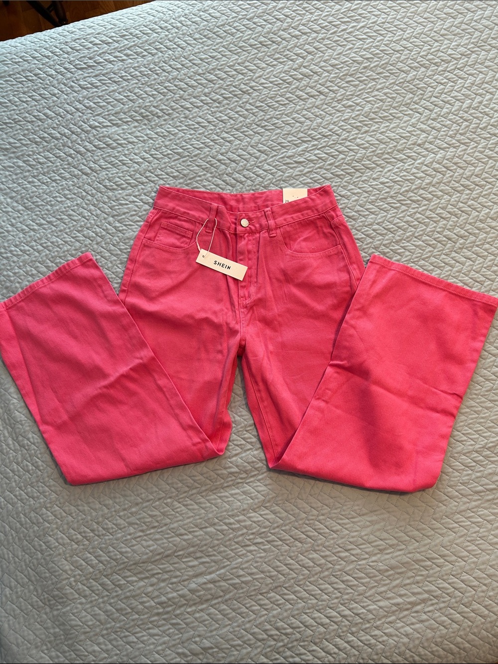 SHEIN Vibrant Pink High-Rise flare Jeans
